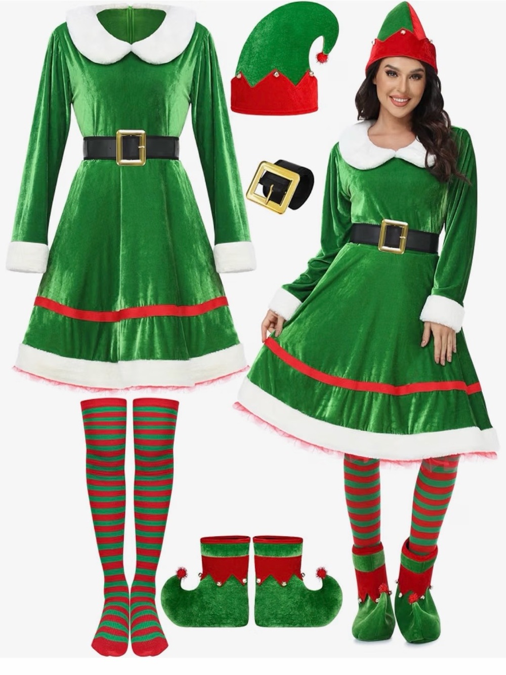 Christmas Halloween Green Sassy Elf Adult Womens Costume Holiday Sz M Fumny Sexy